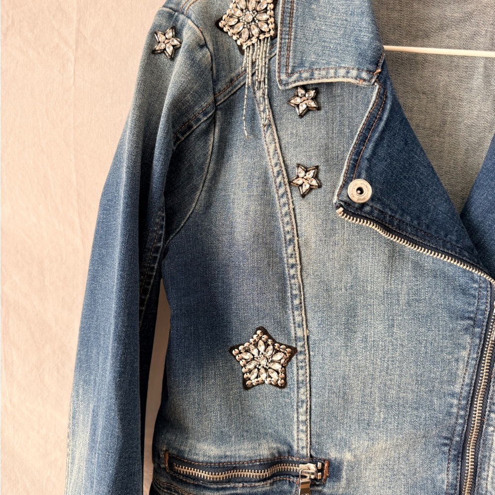 INC International Concepts Blue Embellished Denim Jacket NWT - Picture 5 of 8
